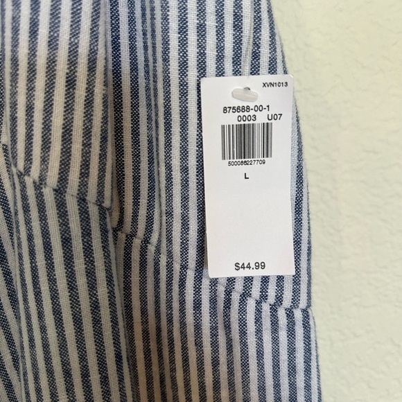 NWT L Striped Smocked Cropped Knotted
Sailor/coastal Linen-Blend Cami Jumpsuit - Picture 4 of 11